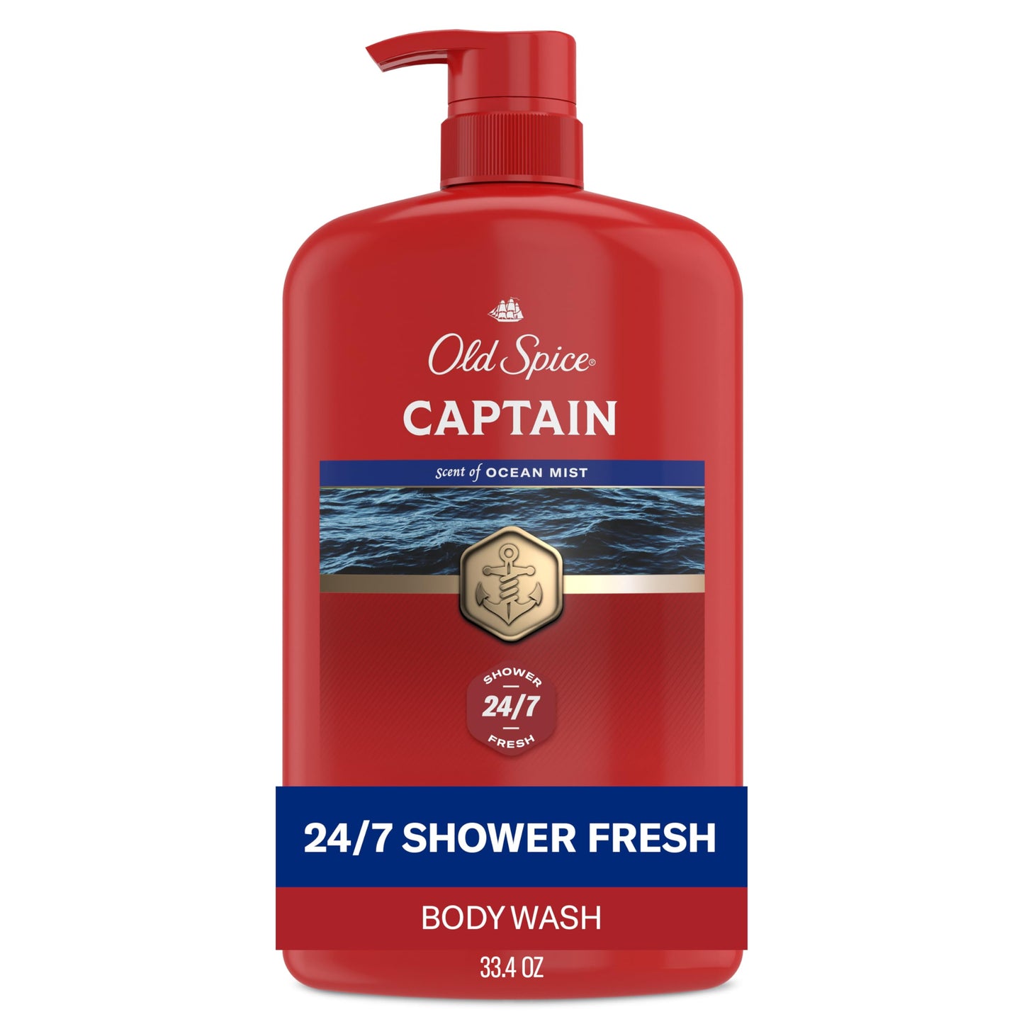 Old Spice Refreshing Body Wash for Men, 3X Defense, 24/7 Shower Fresh with Long Lasting Scent, Red Collection, Captain with Bergamot Scent, 33.4 oz Beauty & Personal Care Old Spice