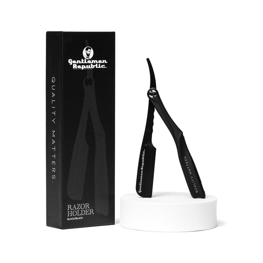 Gentlemen Republic Straight Edge Razor Holder: Premium Black Safety Razor Holder for Professional Barbers and Everyday Home Grooming - Achieve Beauty and Personal Care Gentlemen Republic