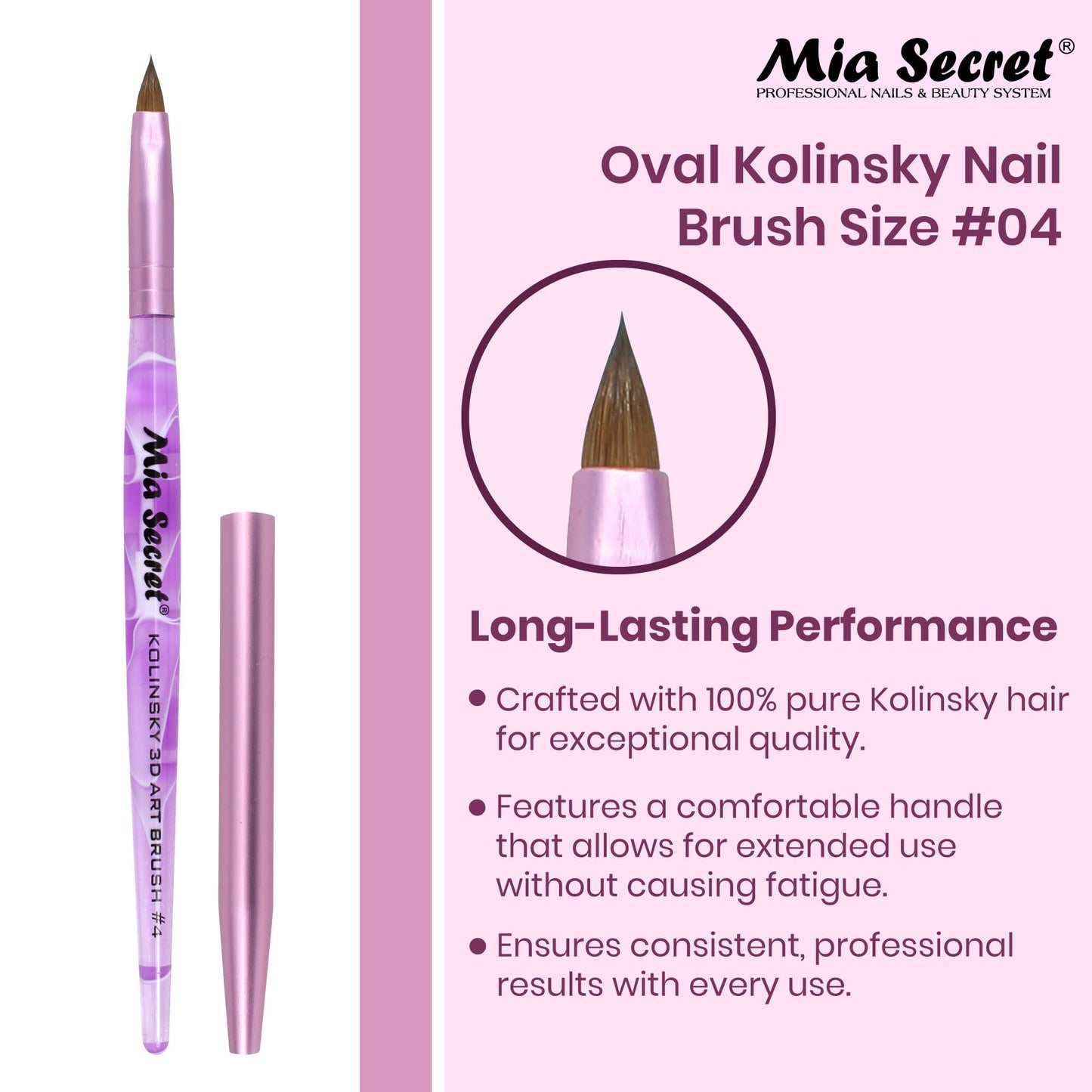 Mia Secret Kolinsky Art Brush - 4 Size - Purple - 3D Nail Art Beauty & Personal Care Mia Secret