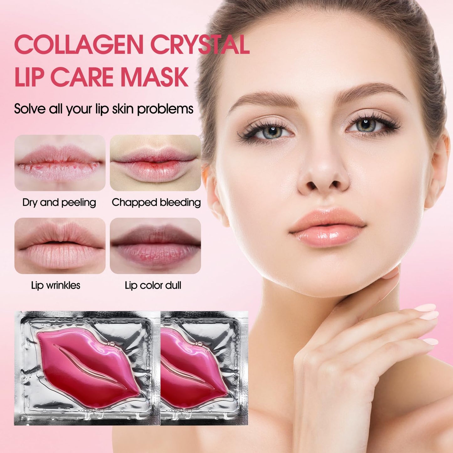 NIYET 30 pieces of Moisturizing Collagen Crystal Lip Mask - Anti-Ageing & Anti Chapped, Reduce lip Wrinkles, Fade Lip Color, Make Skin Smooth (Pink) Beauty & Personal Care NIYET