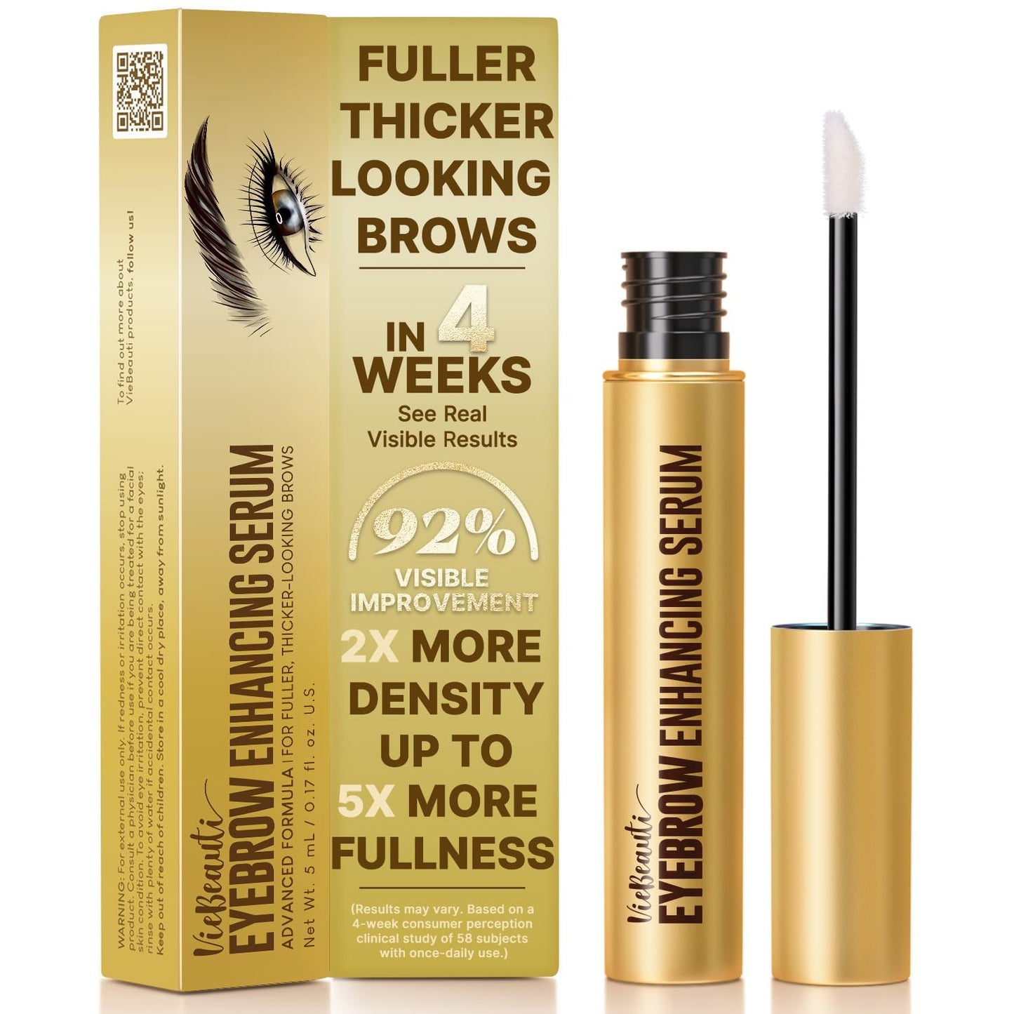 VieBeauti Eyebrow Growth Serum 5mL - Brow Serum for Fuller & Thicker Looking Brows, Advanced Nourishing Formula, Vegan & Cruelty-Free, Gentle Beauty & Personal Care VieBeauti
