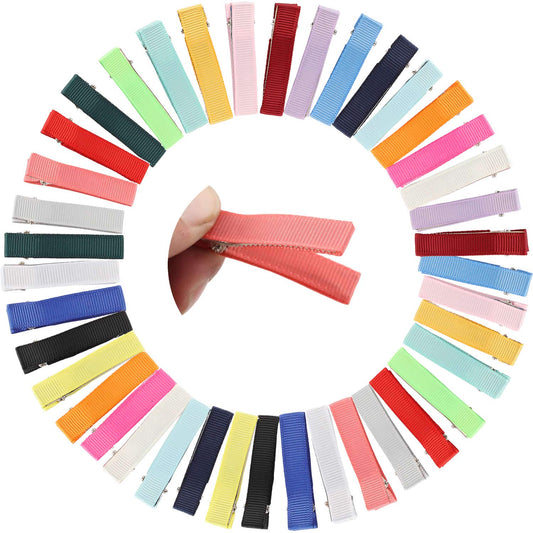 Lawie 40 Pack Bulk 5 CM 2 Inch Ribbon Grosgrain Cloth Fabric Cover Fully Lined Small Metal Alligator Duckbill Hair Clips Mini Soft Barrettes Hair Pins Beauty & Personal Care Lawie