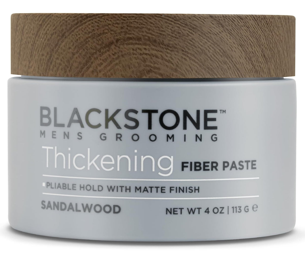 Blackstone Men's Grooming Thickening Fiber Paste Gel for Hair Styling - Adds Volume with Pliable Hold & Matte Finish | Paraben Free, Sandalwood (4 oz) Beauty & Personal Care Blackstone