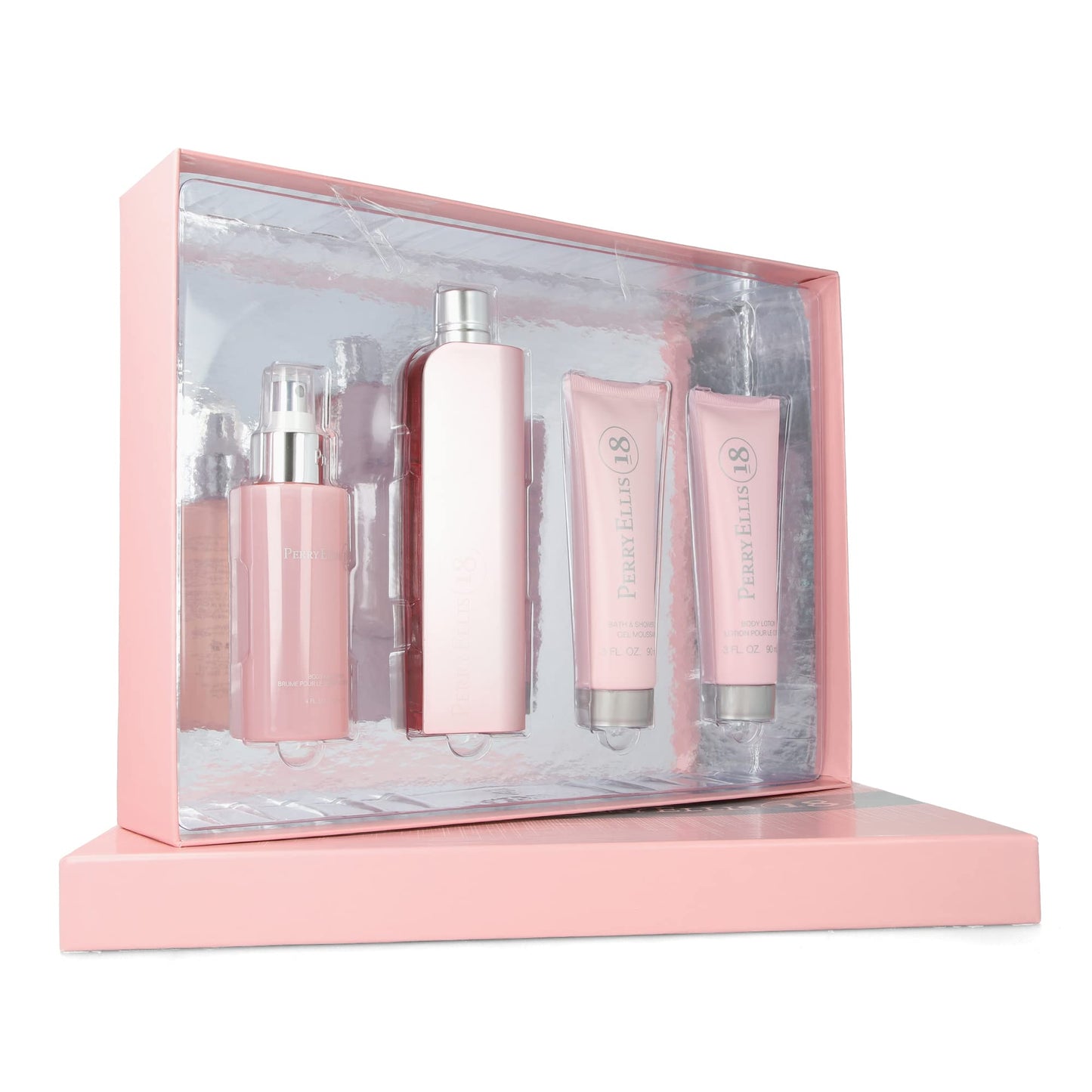 Perry Ellis 18 Women 3.4oz EDP Spray, 3oz Body Lotion, 4oz Body Mist, 3oz Bath and Shower Gel 4 Pc Gift Set Beauty & Personal Care Perry Ellis