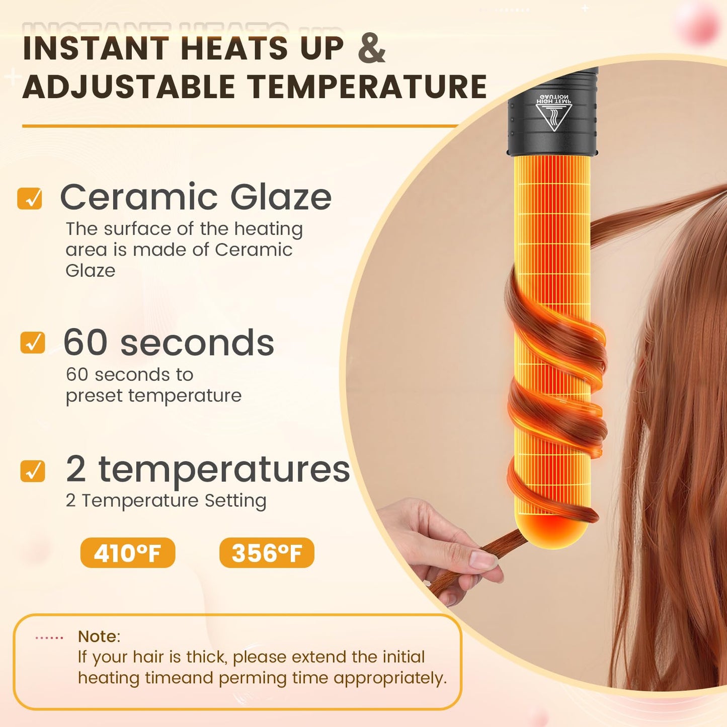 5 In 1 Curling Wand Set, Curling Iron Interchangeable Ceramic Barrels (0.35-1.25 Inch), Heating Hair Curler Kit with Protective Glove & 2 Clips Beauty & Personal Care Amgcive