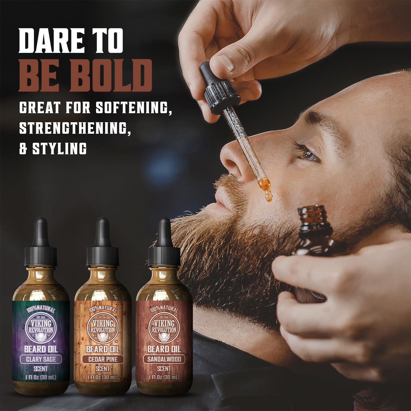 Viking Revolution Beard Oil for Men 3 Pack - Natural Mens Beard Oil Variety Set - Sandalwood, Pine and Cedar, Clary Sage Scents - Beard Conditioning Beauty & Personal Care Viking Revolution