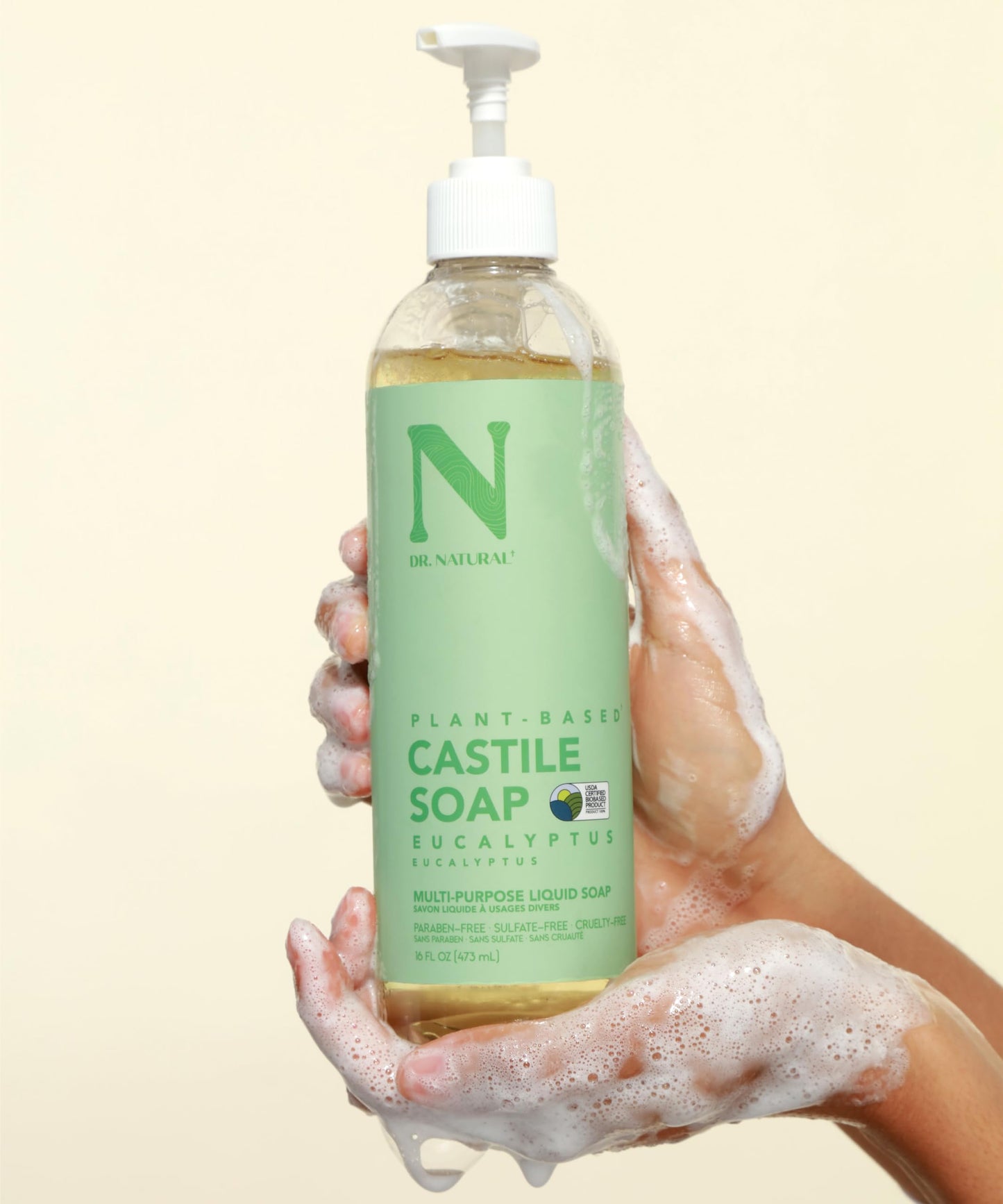 Dr. Natural Castile Liquid Soap - Multi-Use Body Wash, Shampoo and Face Wash - Hydrating Body Soap for Skin, Hair, Pets and Home - Eucalyptus - 16 oz Beauty & Personal Care Dr. Natural