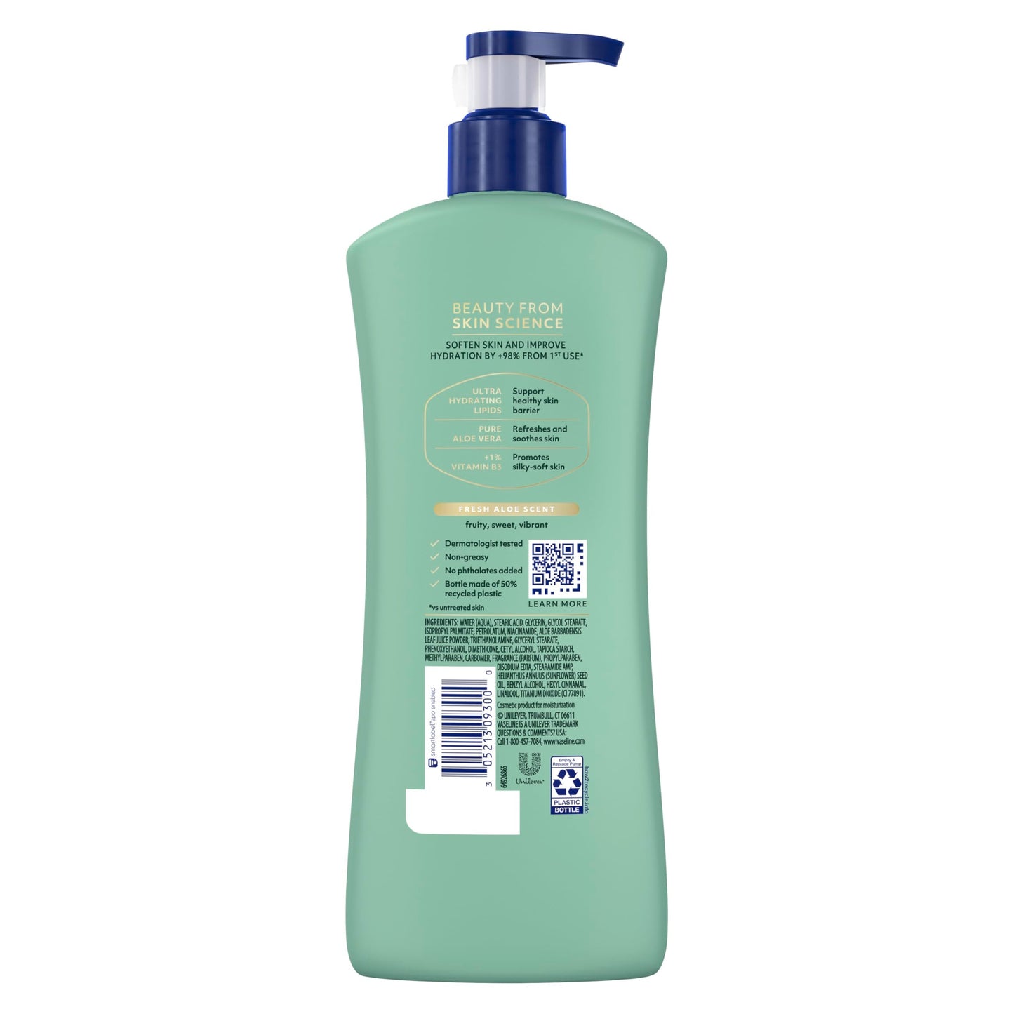 Vaseline Soothing Hydration Body Lotion Soothing Hydration for Dry Skin with Ultra-Hydrating Lipids + 1% Aloe Vera Extract to Refresh Dehydrated Skin Beauty & Personal Care Vaseline