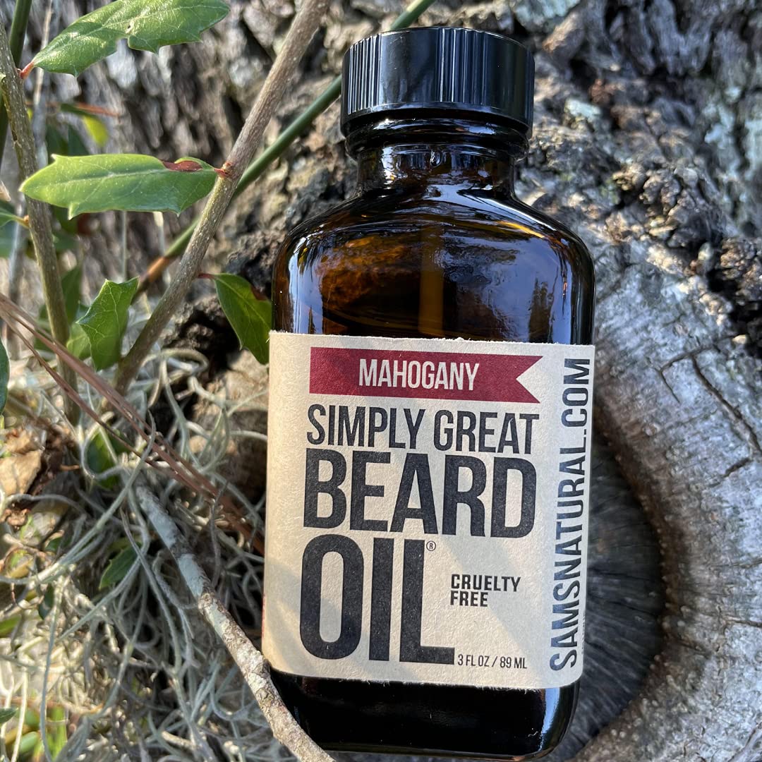 Simply Great Beard Oil - MAHOGANY Scented - Holiday Gifts - Stocking Stuffers - Beard Conditioner - 3 Oz - Easy Applicator - Natural - Vegan Beauty & Personal Care Simply Great Beard Oil