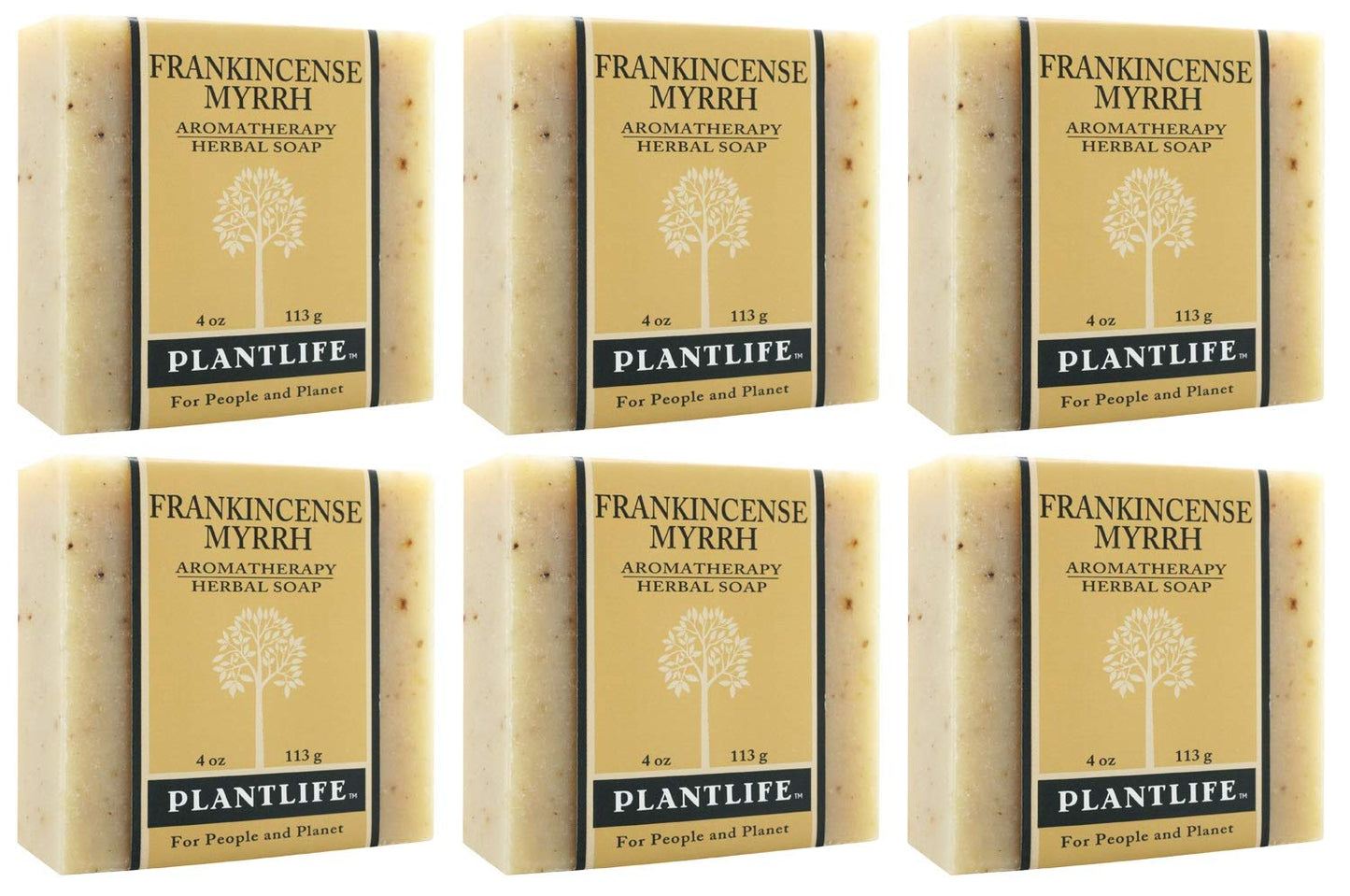 Plantlife Frankincense Myrrh 6-Pack Bar Soap - Moisturizing and Soothing Soap for Your Skin - Hand Crafted Using Plant-Based Ingredients - Made in Beauty & Personal Care Plantlife