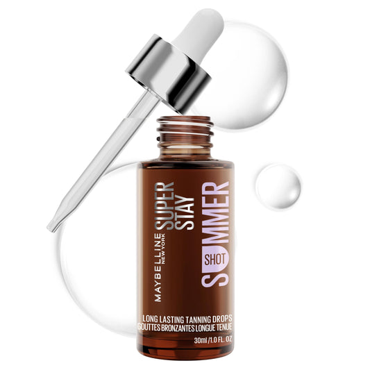 Maybelline Super Stay Summer Shot Face Tanning Drops, Customizable Self Tan for 96 Hours, with 2% Hyaluronic Acid For Face and Neck, Buildable