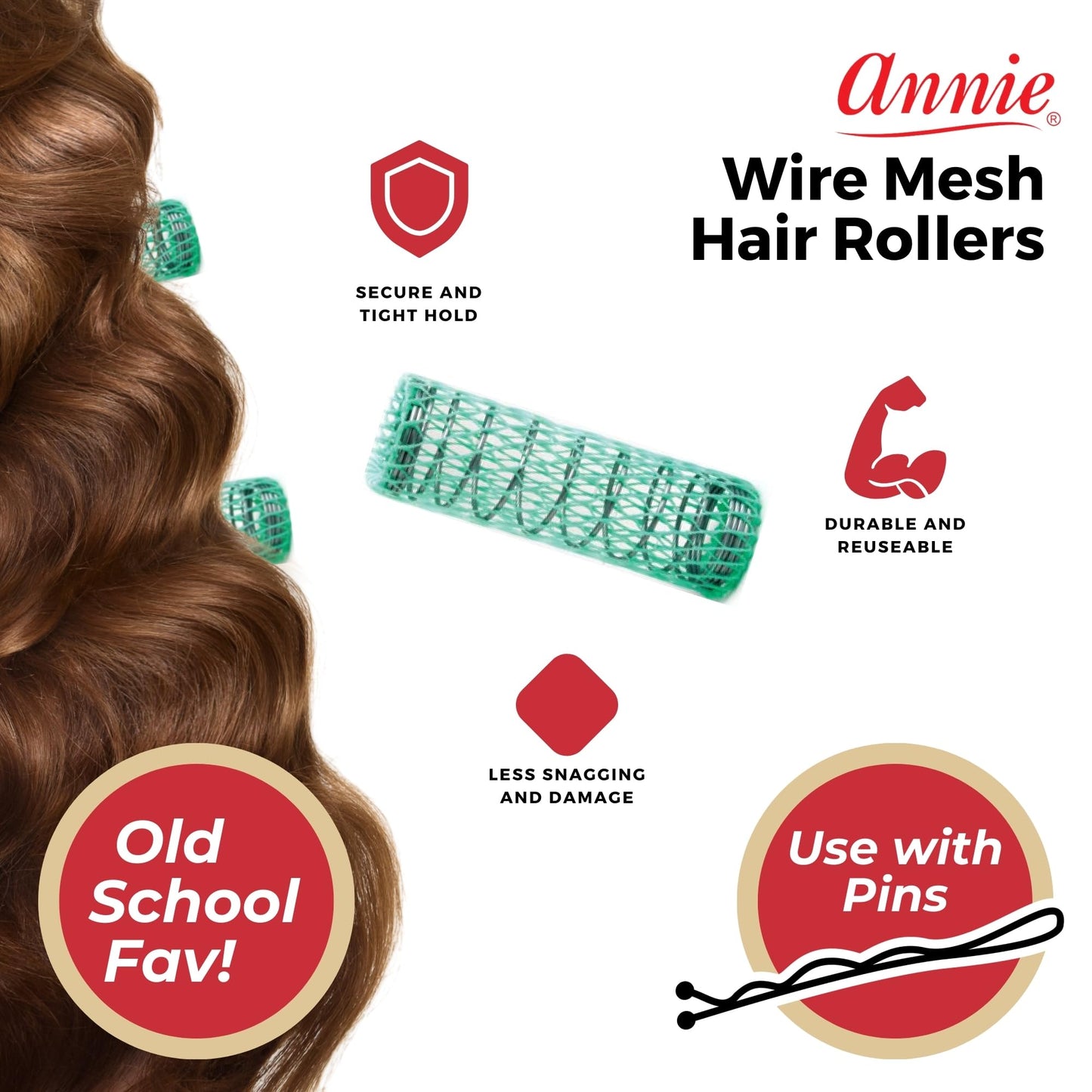 Annie 7/8" Wire Mesh Hair Rollers - 12 Pcs. Beauty & Personal Care Annie