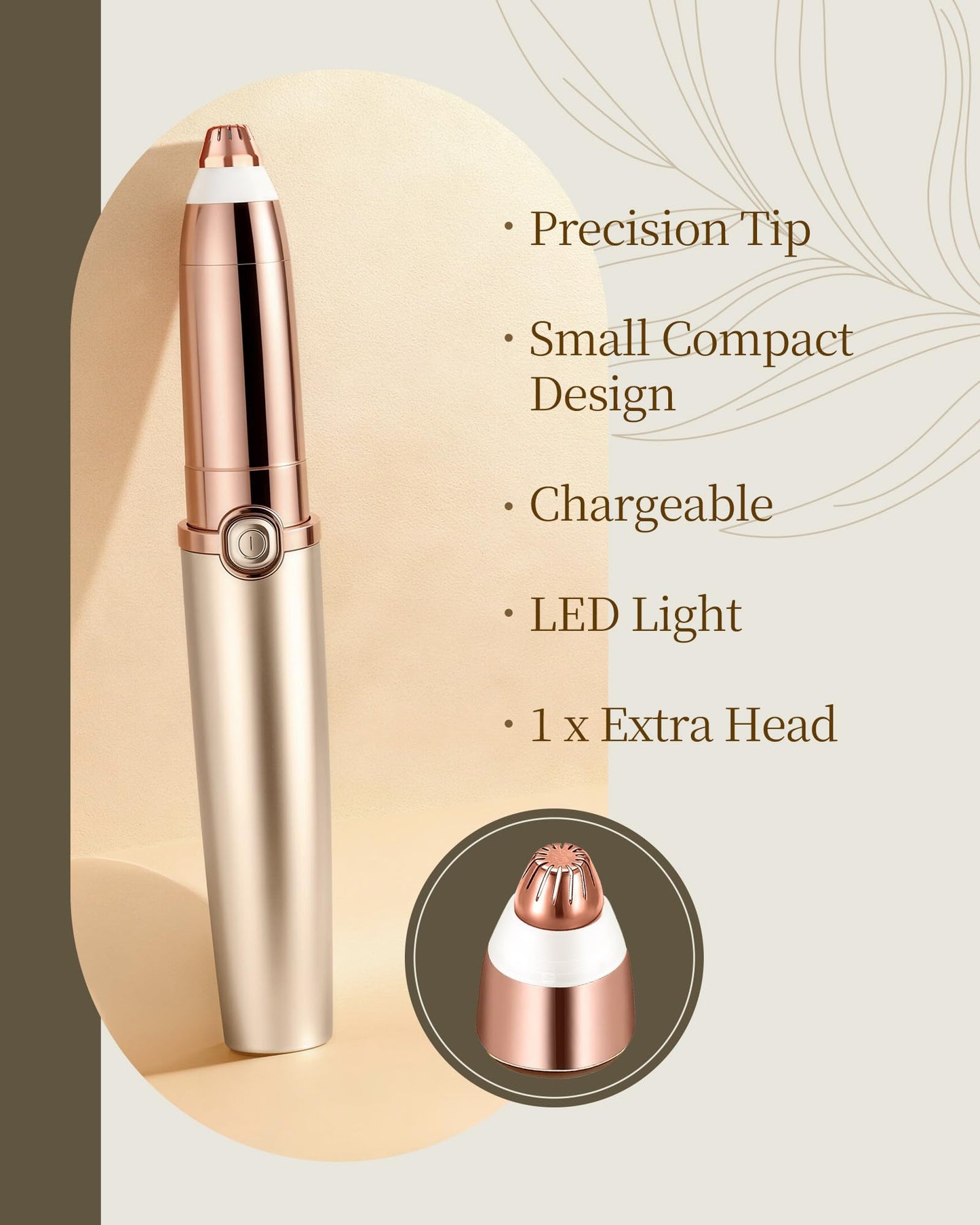 Eyebrow Trimmer for Women, Eyebrow Razor: Rechargeable Eyebrow Hair Remover with 2 Replacement Heads & LED Light, Electric Painless Eye Brow Shaver Beauty and Personal Care TeethBliss