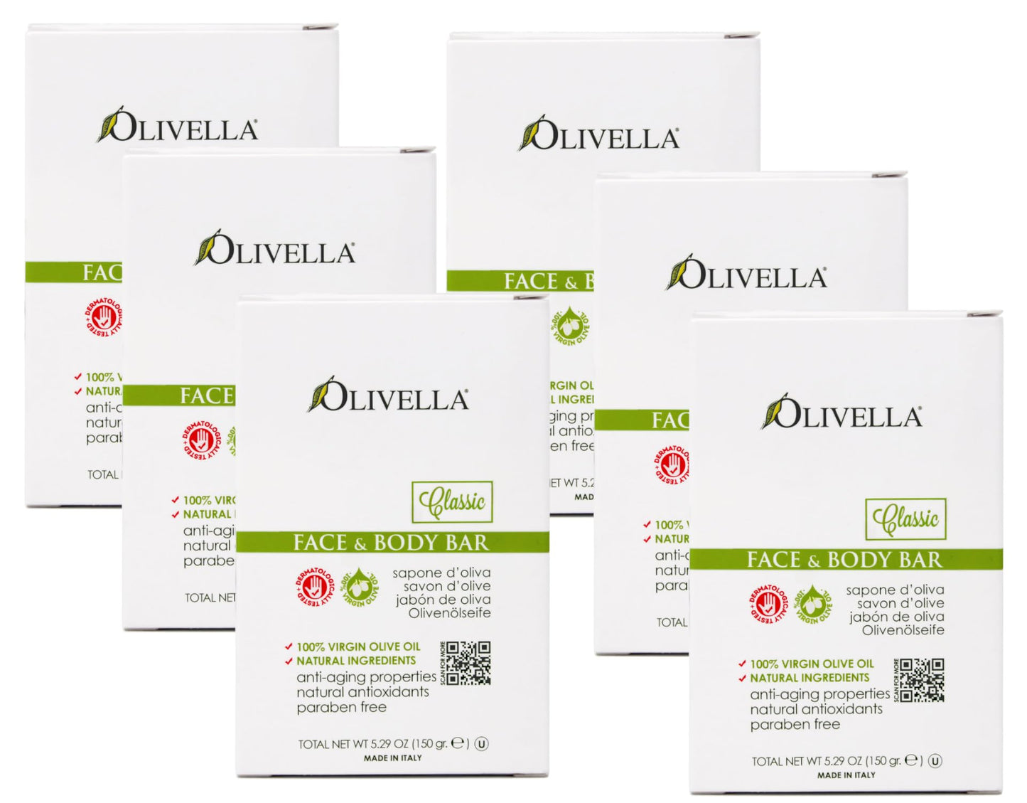 Olivella Soap Bar 5.29 Ounce Face & Body (156ml) (6 Pack) Beauty & Personal Care Olivella
