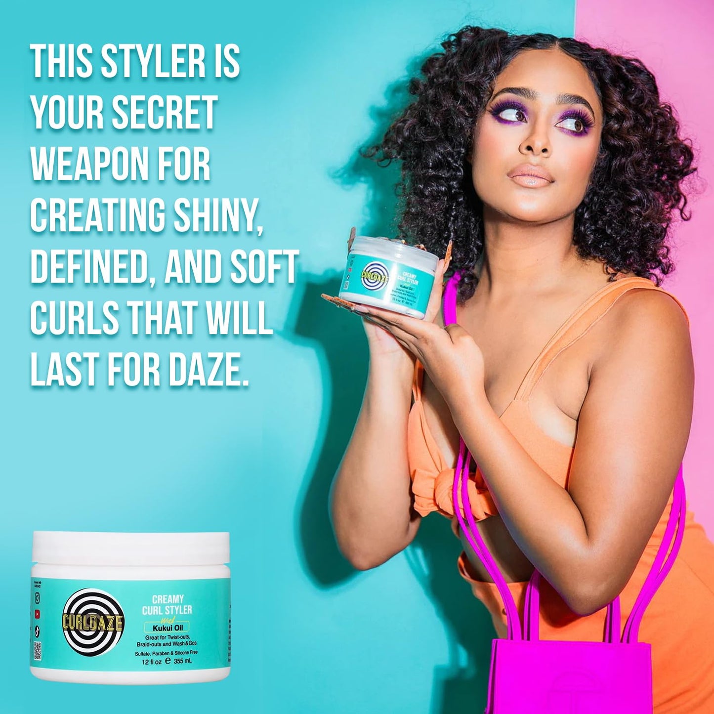 Curldaze Creamy Curl Styler with Kukui Oil, Vitamins A, C, and E. Moisturizing and Styling Curl for Curly Hair, Great for Twist-Outs, Braid Outs, Wash Beauty & Personal Care Curldaze