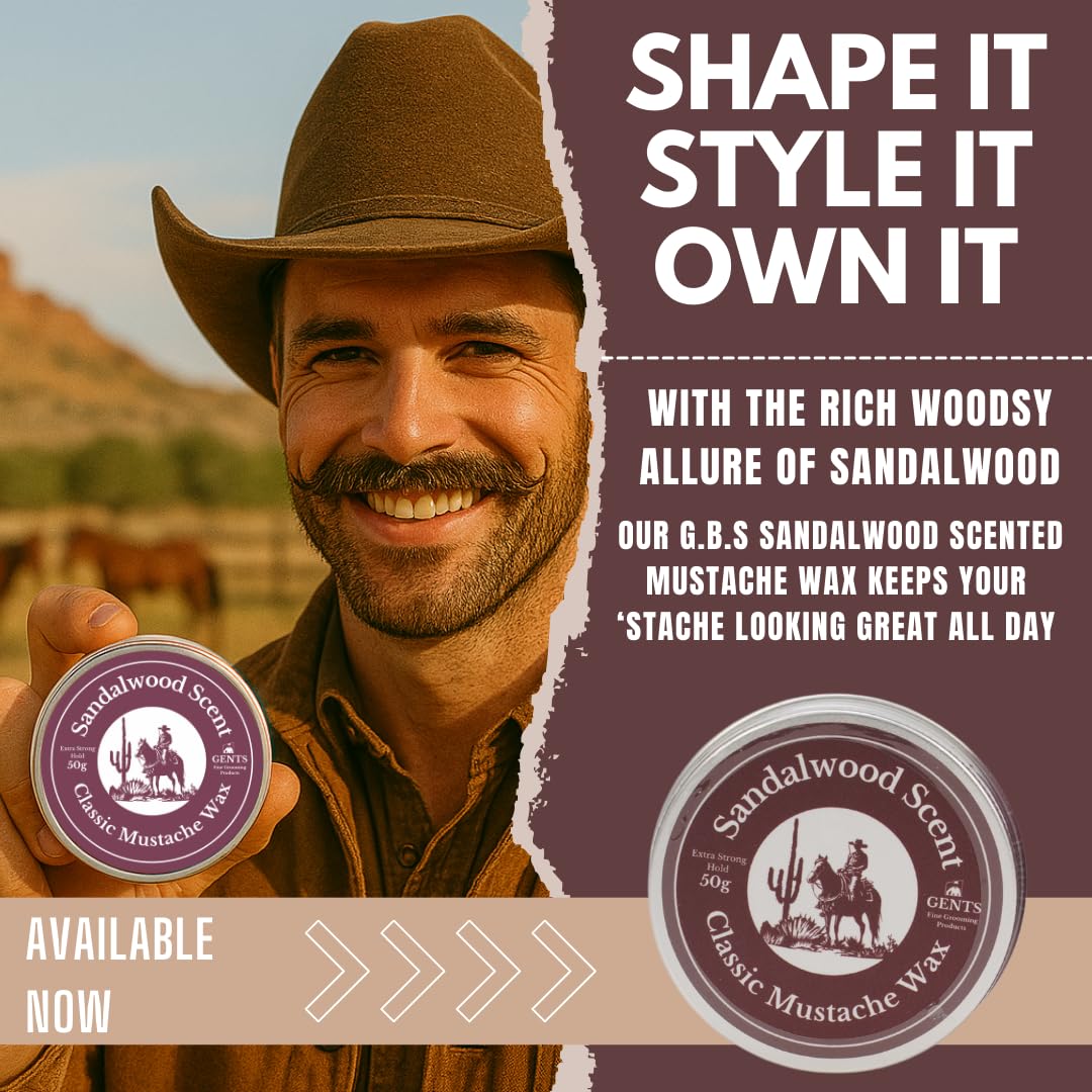 G.B.S Gents Strong Hold Sandalwood Mustache Wax, Easy Application, Restyleable, long lasting hold Beauty and Personal Care G.B.S