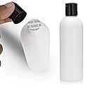 25 PCS Empty White HDPE Bottle 8oz - Cosmo Round Plastic Bottles - 24/410 Neck Black Disc Cap - 24 mm Foil Pressure Seal for Freshness and Leak Beauty & Personal Care FRAGFRE