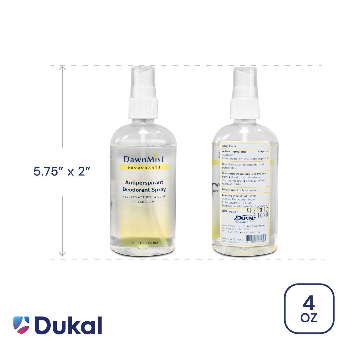 Dukal PSD40 Dawn Mist Antiperspirant Deodorant, 4 oz, Pump Spray, Pack of 48 Beauty and Personal Care DawnMist