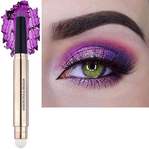 Purple Eyeshadow Stick, Cream Smooth Shimmer Eyeshadow Pencil Makeup, Hypoallergenic Waterproof Long Lasting Eye Shadow Highlighter Stick Create Beauty & Personal Care MAY FOLTREN