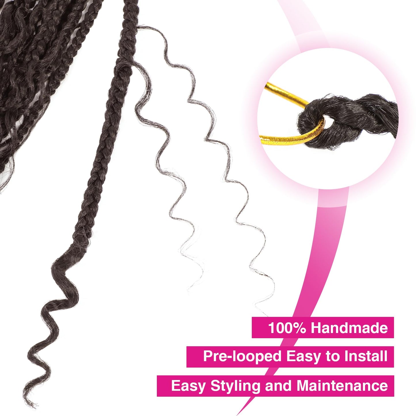 Wodun 14inch Goddess Box Braids Crochet Hair Pre Looped Box-Braids Crochet-Hair with Curly Ends For Black Women Synthetic 3X Bohemian Box Braiding Beauty & Personal Care Wodun