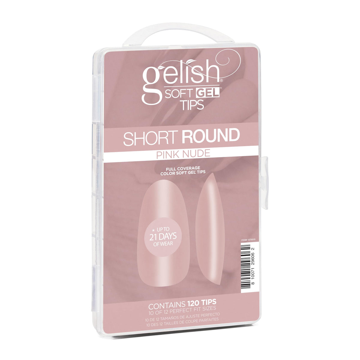 Gelish Nude Soft Gel™ Tips Press on Nails Extension - Pink Nude Short Round, 120 Count