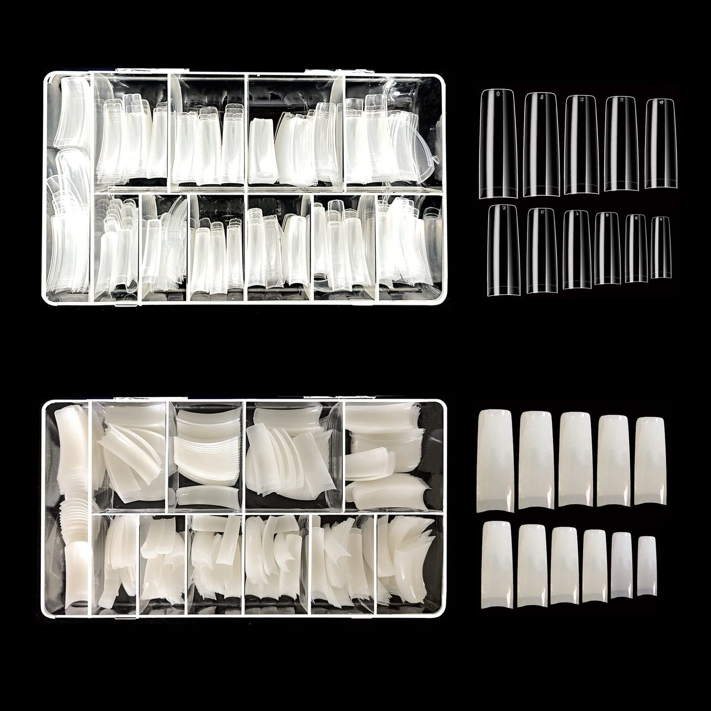 Vivace 2PACK Natural/Clear Half-moon 510 Artificial Fake Gel Nails (total 1020Tips) 11Sizes For Nail Salon Nail Shop 27010/27012 (Half-Moon) Beauty & Personal Care Vivace