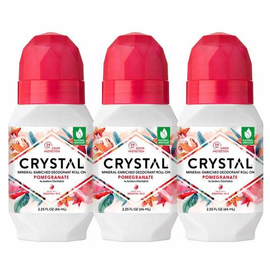 Crystal Mineral Deodorant Roll-On Body Deodorant With 24-Hour Odor Protection, Pomegranate, Non-Sticky Roll-On, Aluminium Chloride, 2.25 FL OZ - 3 Beauty and Personal Care Crystal Essence
