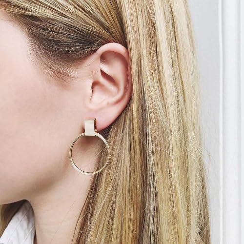DoubleNine Round Hoops Earrings Boho Circle Geometric Earrings Wedding Bridal Jewelry for Women Girls Beauty & Personal Care Doubnine