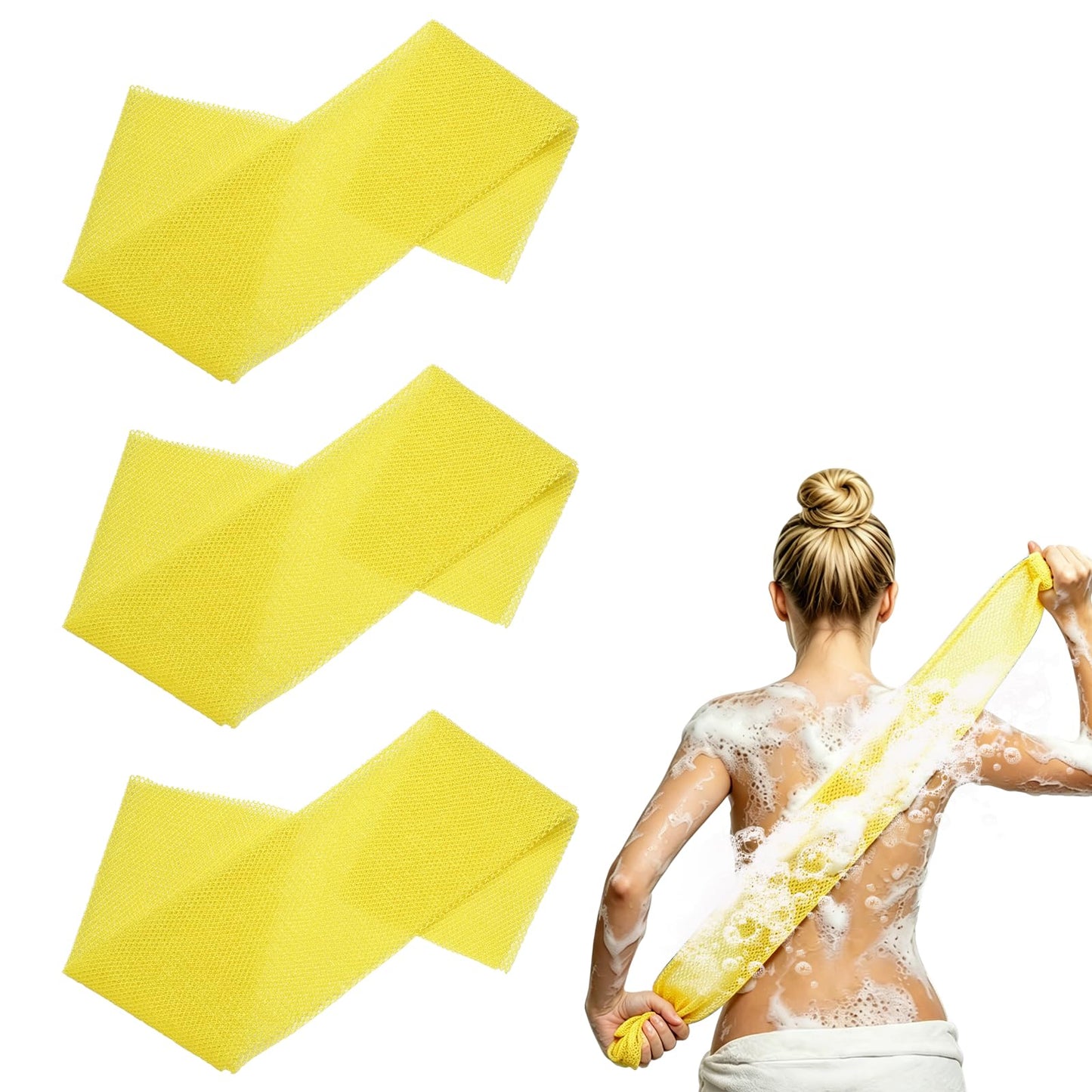 uxcell 3 Pcs Back Scrubber, Nylon Bath Sponge Extended, 31 Inch African Exfoliating Long Net Body Scrubber Shower Loofah for Women Men Use Body Bath Beauty and Personal Care uxcell