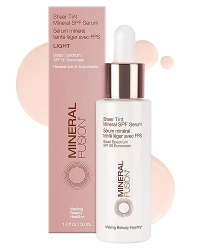 Mineral Fusion Sheer Tint SPF Face Serum (Light) - Tinted Broad Spectrum SPF 50 Mineral Zinc Oxide Sunscreen - Sheer Coverage Makeup, Lightweight Beauty & Personal Care Mineral Fusion