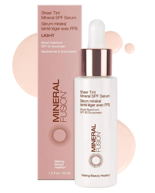 Mineral Fusion Sheer Tint SPF Face Serum (Light) - Tinted Broad Spectrum SPF 50 Mineral Zinc Oxide Sunscreen - Sheer Coverage Makeup, Lightweight Beauty & Personal Care Mineral Fusion