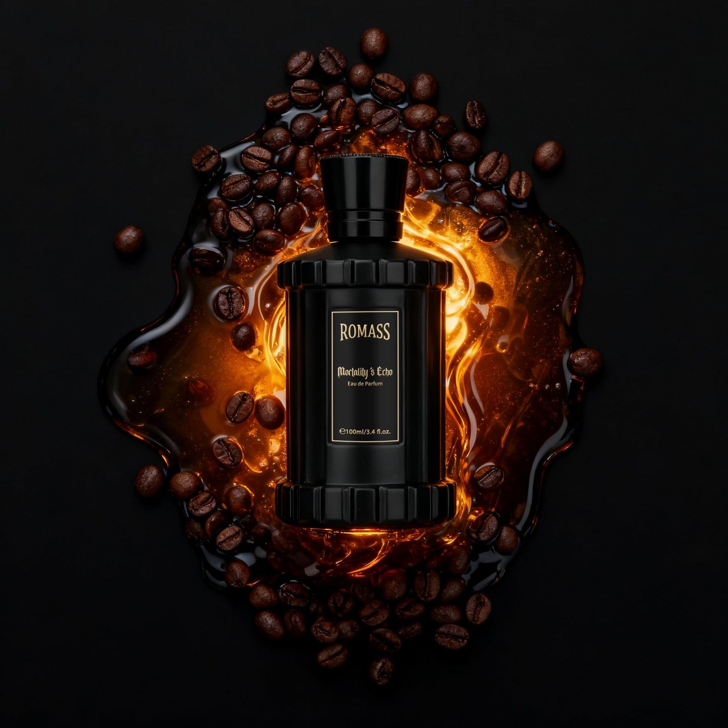 ROMASS Mortality’s Echo Luxe Perfume Unisex 3.4 oz 100 ml Long Lasting 8+ Hours with Rum Coffee Vetiver & Sandalwood Notes in Black Bottle Beauty & Personal Care ROMASS