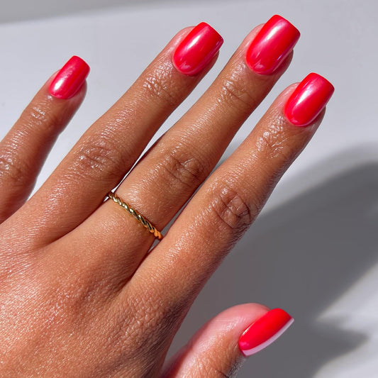 Glamnetic Press On Nails - Short Squoval Fake Nails | Glazed Red Press On Nails, Salon Quality Kit with Glue | Statement Red - 30 Nail Set in 15 Sizes Beauty and Personal Care Glamnetic Default Title