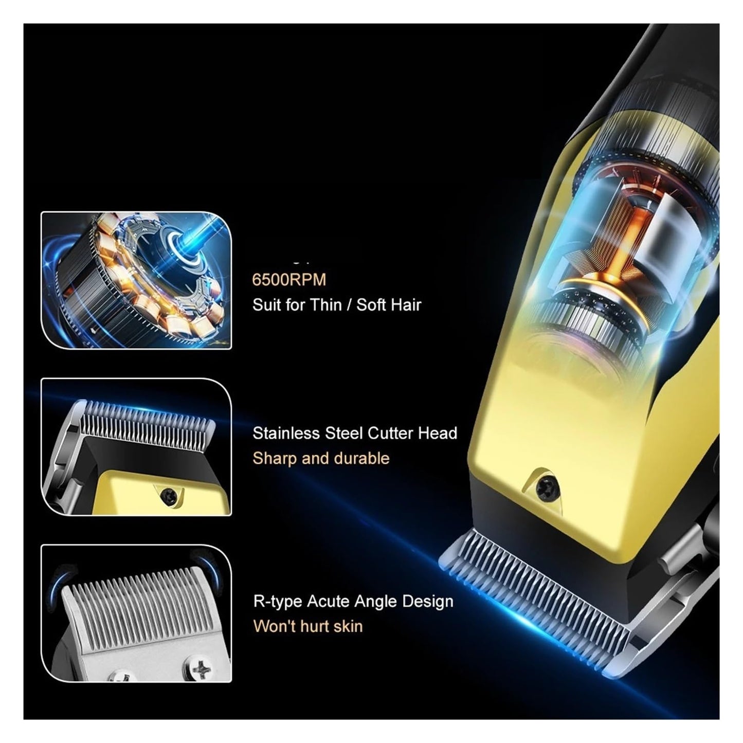 USB Rechargeable Men's Hair Clippers 3-Piece Set Professional Oil Head & Detail Electric Trimmers, Ideal Grooming Kit for Home Use(Coordinates) Beauty and Personal Care HPNZNNVW