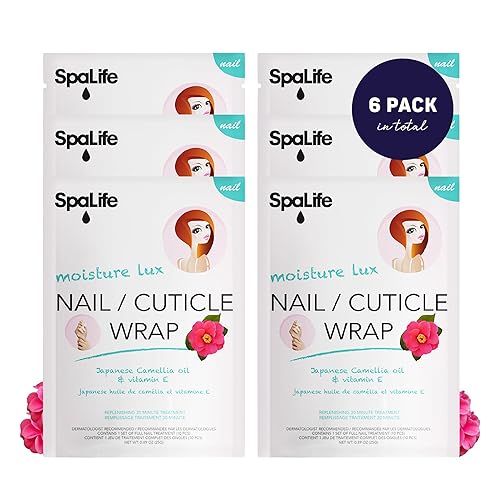 SpaLife Japanese Camellia Oil & Vitamin E Nail Cuticle Wrap 6-Pack (60 Count) - Moisturizing Nail Masks, Dermatologist Recommended, Hydrating Cuticle Beauty & Personal Care SpaLife