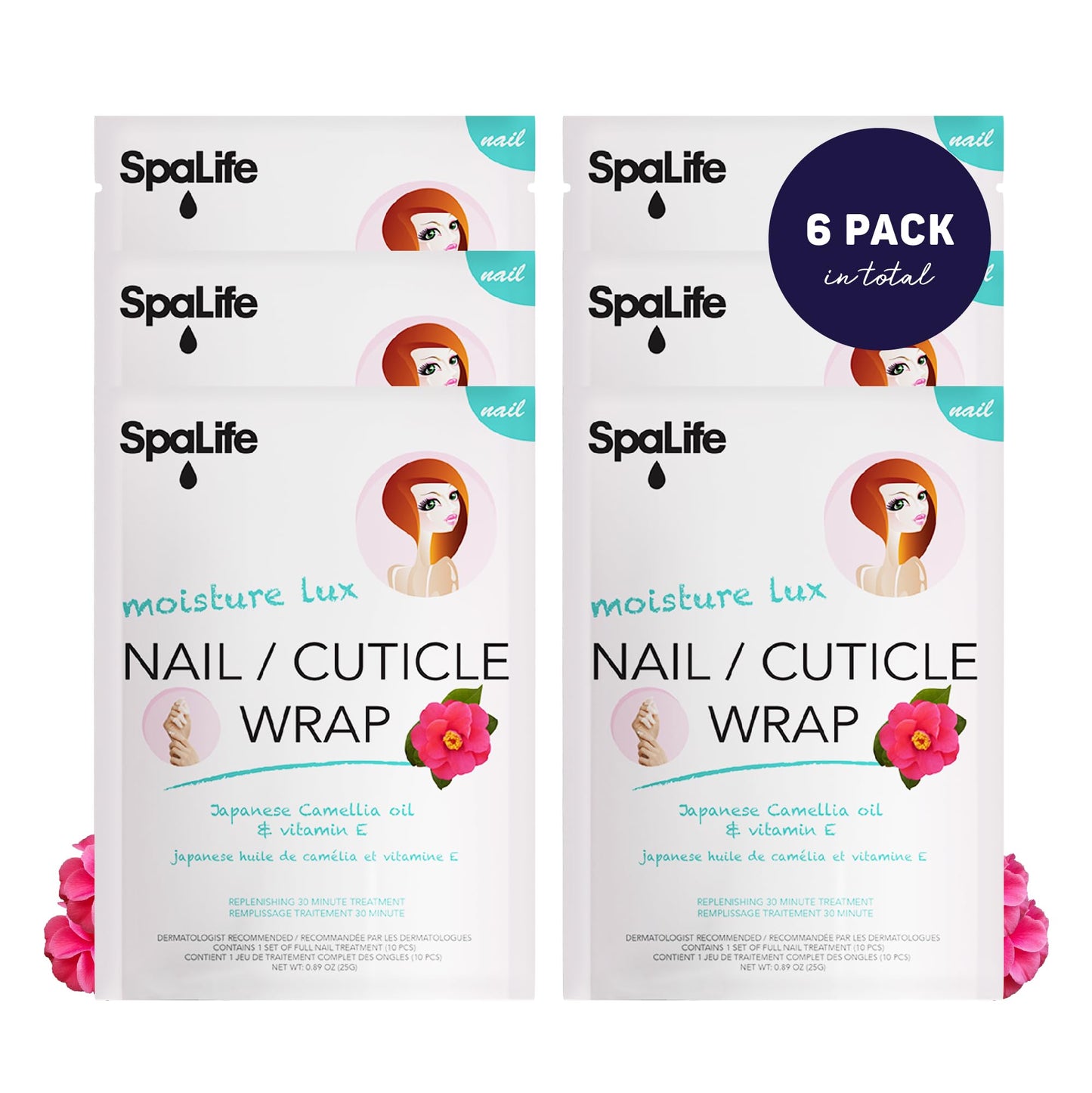 SpaLife Japanese Camellia Oil & Vitamin E Nail Cuticle Wrap 6-Pack (60 Count) - Moisturizing Nail Masks, Dermatologist Recommended, Hydrating Cuticle Beauty & Personal Care SpaLife