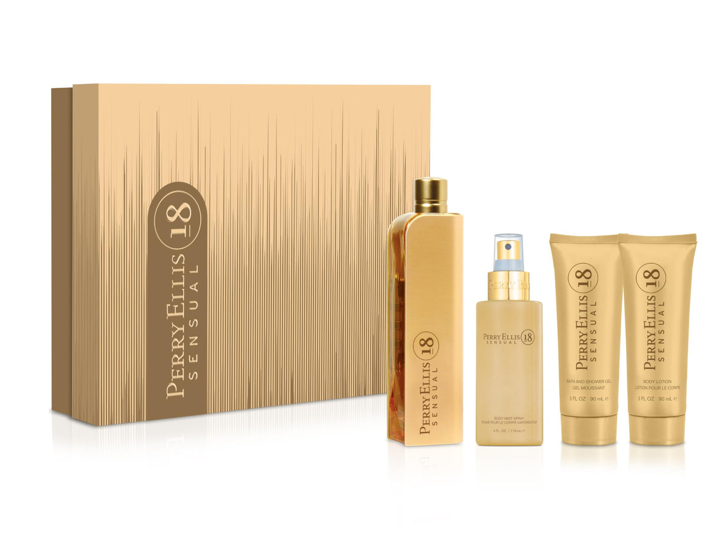 Perry Ellis 18 Sensual 4-Piece Gift Set - Perfume Gift Sets for Women, EDP, Luxury Women's Self Care Kit with Eau de Parfum, Body Mist, Shower Gel Beauty & Personal Care Perry Ellis
