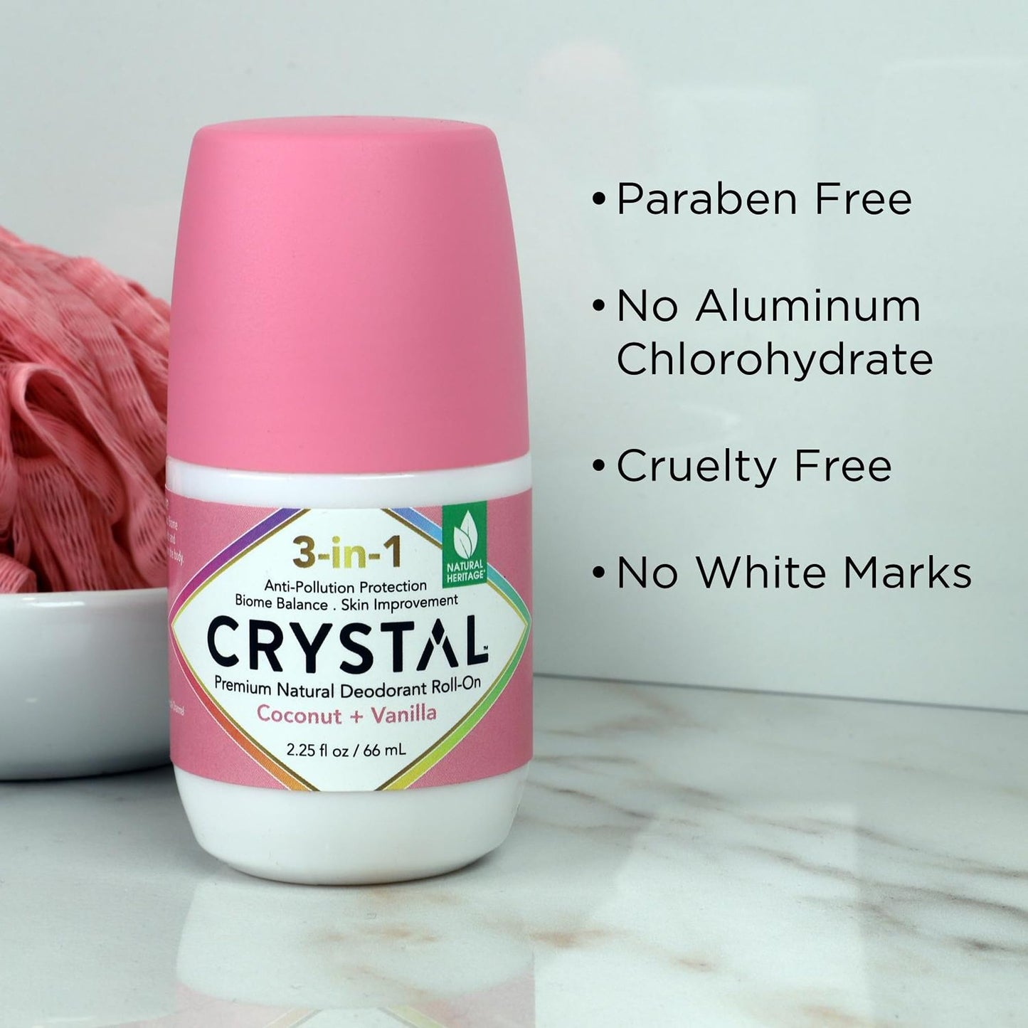 Crystal 3-in-1 BioHealth Deodorant, Coconut & Vanilla, Natural Odor Protection with Aloe & Hyaluronic Acid, Microbiome-Friendly, Moisturizing Beauty and Personal Care Crystal Essence
