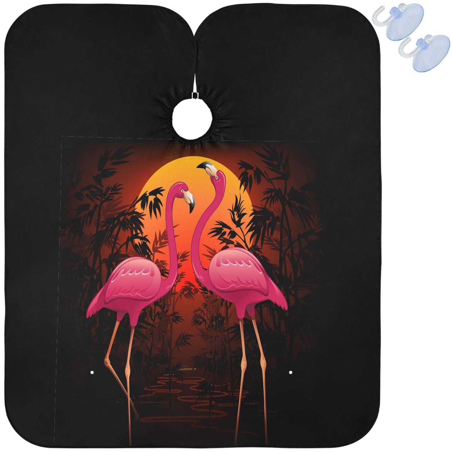 Visesunny Pink Flamingo Tropical Sunset Barber Cape - Anti-Static, Water-Resistant, Adjustable Snap Closure Beauty and Personal Care visesunny
