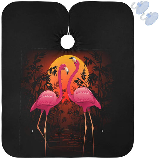 Visesunny Pink Flamingo Tropical Sunset Barber Cape - Anti-Static, Water-Resistant, Adjustable Snap Closure Beauty and Personal Care visesunny