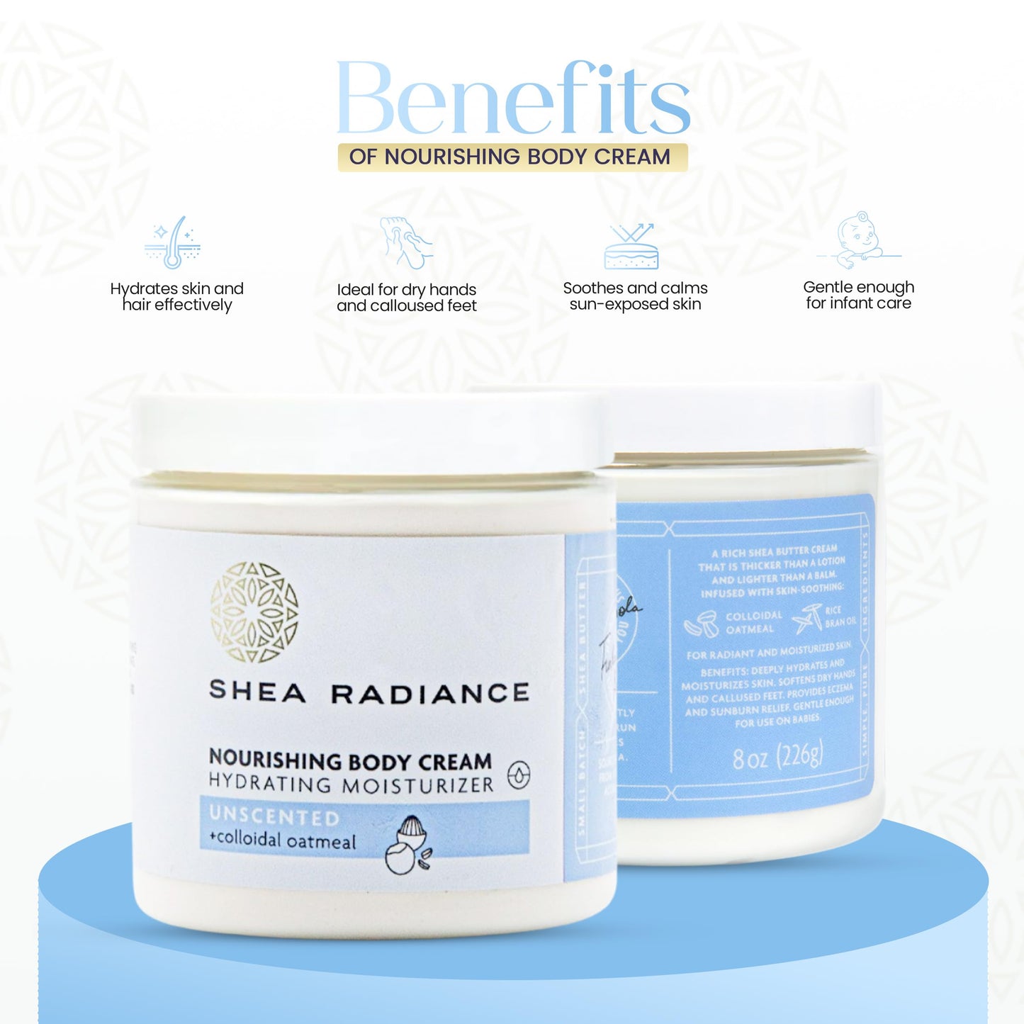 Shea Radiance Nourishing Body Cream with Colloidal Oatmeal | Hydrating Moisturizer for Sensitive Skin | Gentle Hydration with Long Lasting Moisture | Beauty & Personal Care Shea Radiance