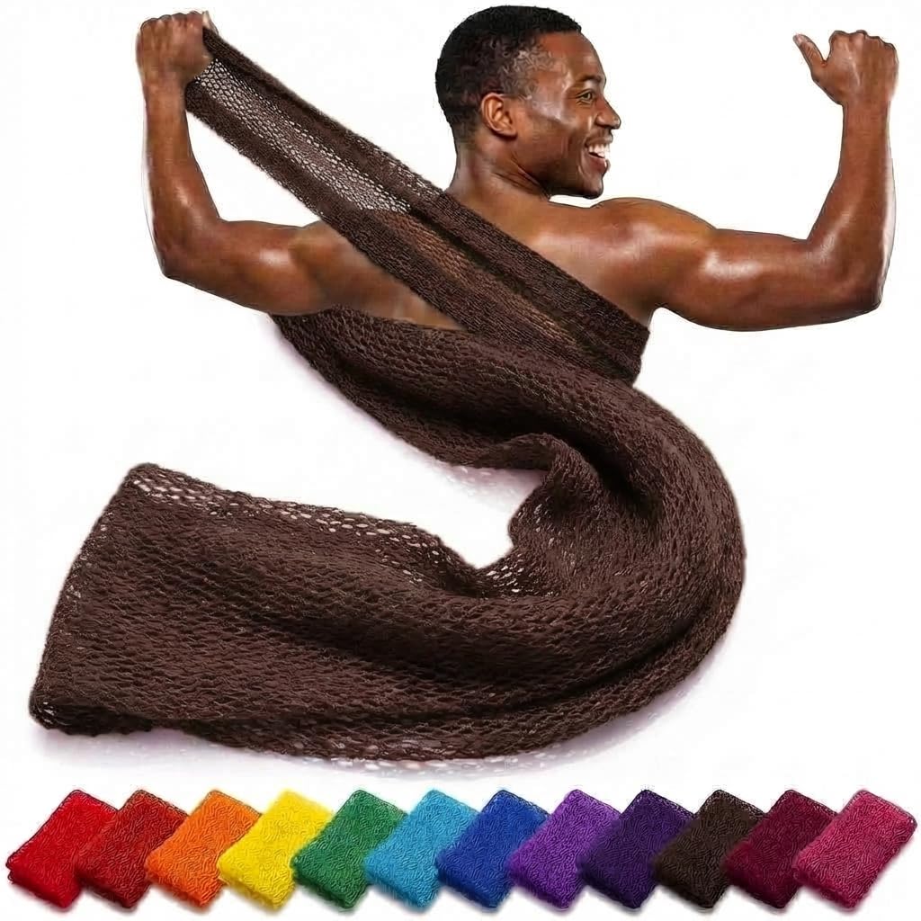 African net Sponge Authentic with Knots, Real, Long, exfoliating net Sponge with 12 Colors for Sale Made for Both Men and Women as a Hygiene Essential Beauty and Personal Care AFRICANA BEAUTY