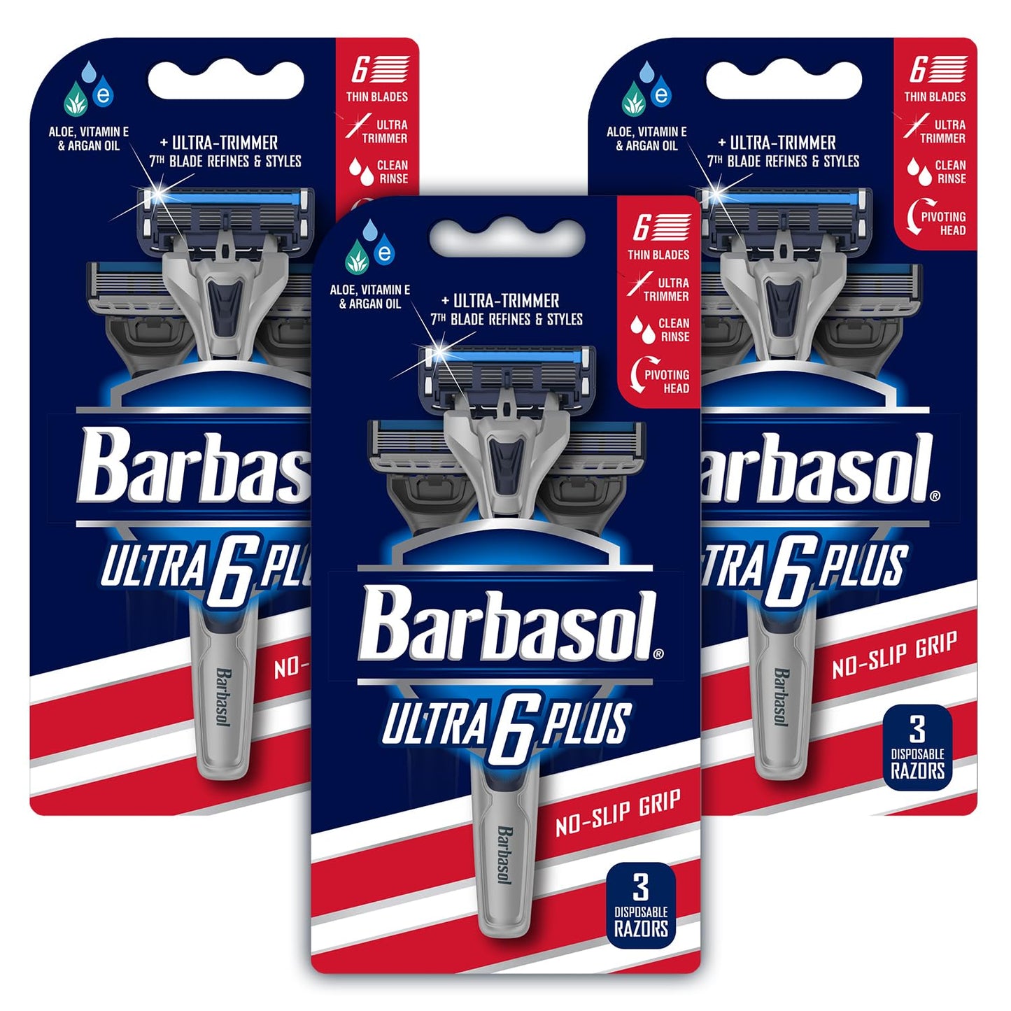 Barbasol Ultra 6 Plus Value Pack - Premium 6-Blade Disposable Razors - Disposable Shaving Razor Bundle - Close Shave Technology, UltraTrimmer 7th Beauty and Personal Care Barbasol