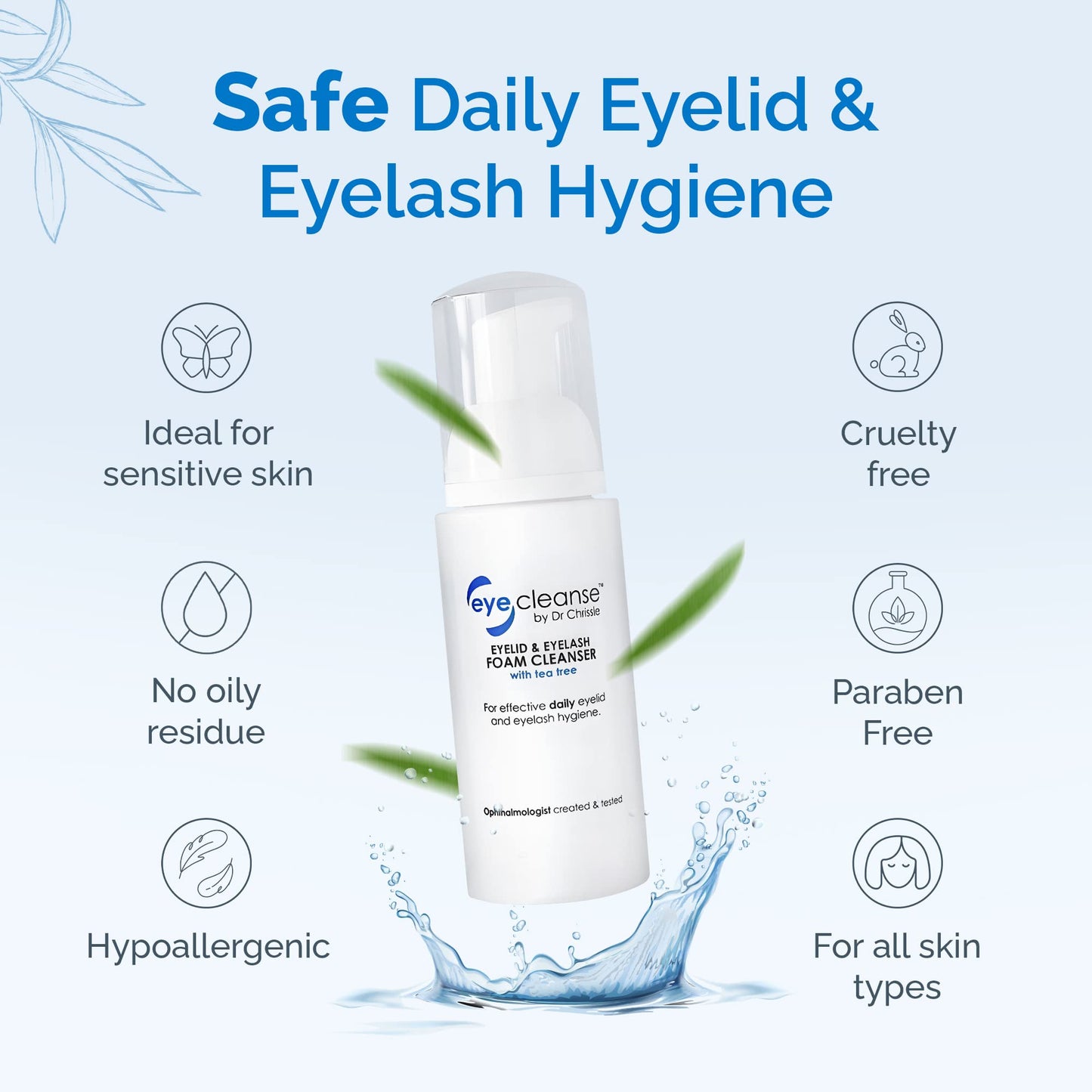 Dr Chrissie All-in-One Eyelid and Eyelash Cleanser for Lash Extension Kit Essential, Enriched with Tea Tree Oil, Helps Ease Tired Eyes, 100 ml Beauty & Personal Care Dr Chrissie