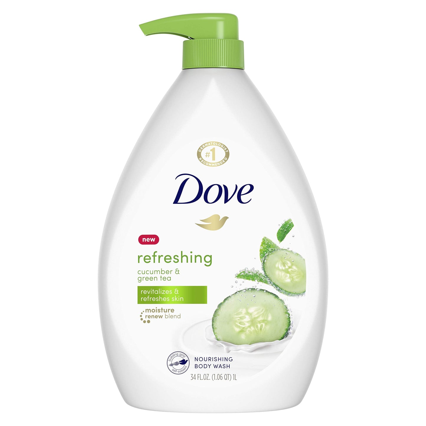 Dove Body Wash Pump For Dry Skin Cucumber and Green Tea Sulfate Free Body Wash 34 oz Beauty & Personal Care Dove