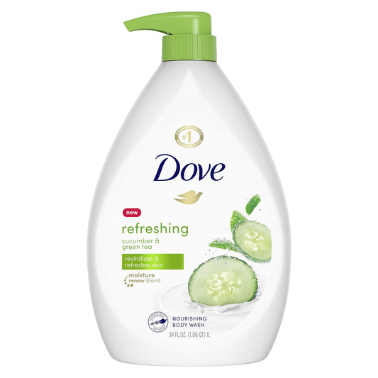 Dove Body Wash Pump For Dry Skin Cucumber and Green Tea Sulfate Free Body Wash 34 oz Beauty & Personal Care Dove