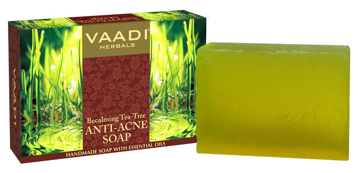 Vaadi Herbals Tea Tree Oil Bath Bar Soap with Clove Oil - Handmade Herbal Soap with 100% Pure Essential Oils - ALL Natural - Each 2.65 Ounces - Pack Beauty & Personal Care Vaadi Herbals