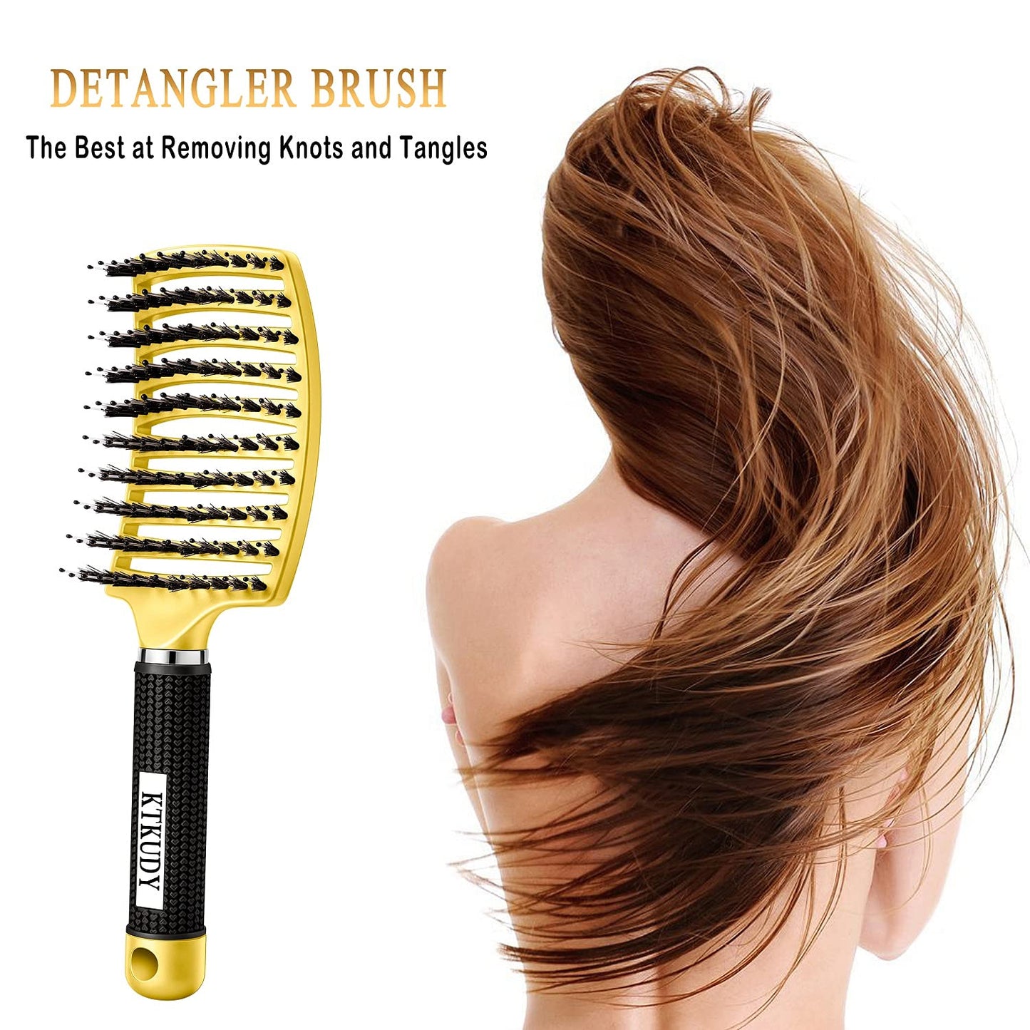 KTKUDY Detangling Brush Getting Knots Out without Pain - Boar Bristles HairBrush Make Hair Shiny & Healthier Vented Detangler Brush for Women Men Kids Beauty & Personal Care KTKUDY