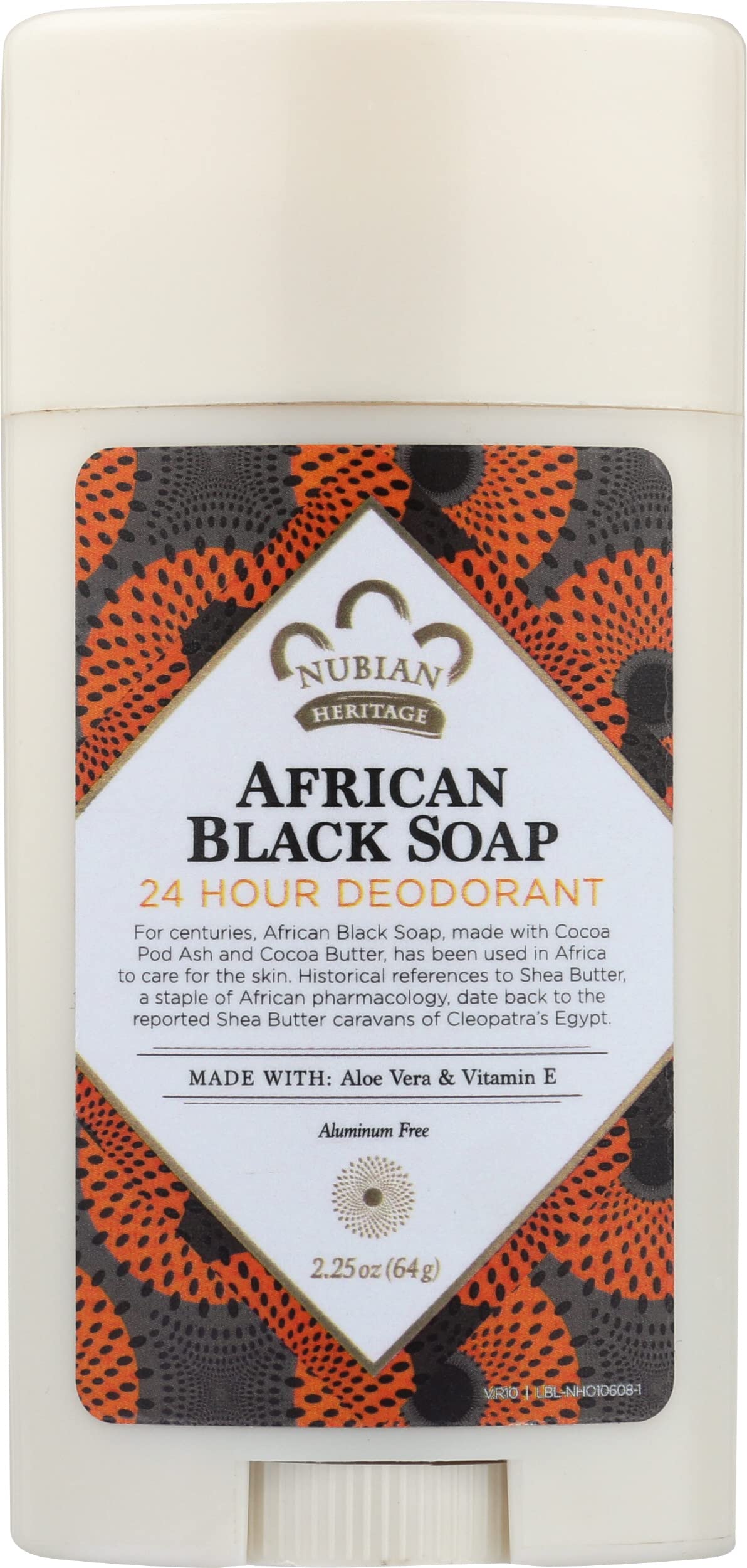Nubian Heritage African Black Soap Deodorant, Paraben Free, 2.25 Ounce (Pack of 1) Beauty and Personal Care Nubian Heritage