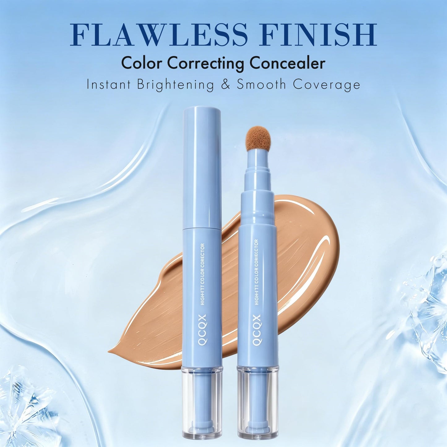 QCQX Dual-effect Concealer Pen & Foundation Eye Concealer - 24-Hour Long-LastingFull Coverage Matte Finish.Healthy Skin Glow Perfector Concealer Pen Beauty & Personal Care QCQX